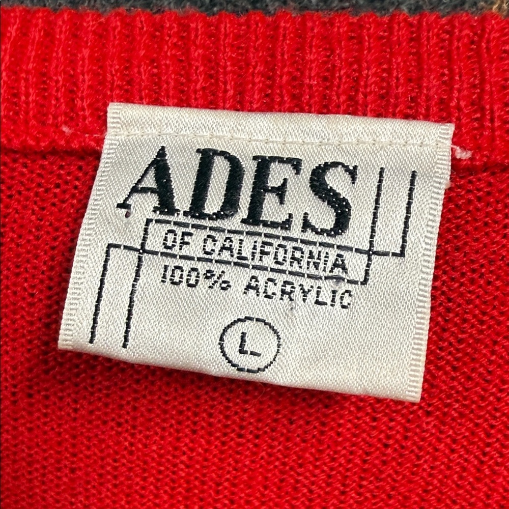 Ades of California Vintage Women's Red V-Neck Sweater with Floral Embroidery - Picture 2 of 7
